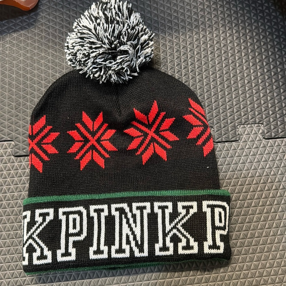 Victoria’s Secret pink holiday beanie Pom